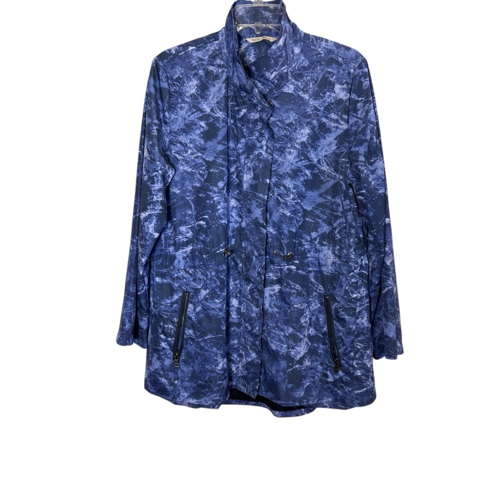 Soft Surroundings Women’s Blue Wave Abstract Windbreaker Jacket sz M